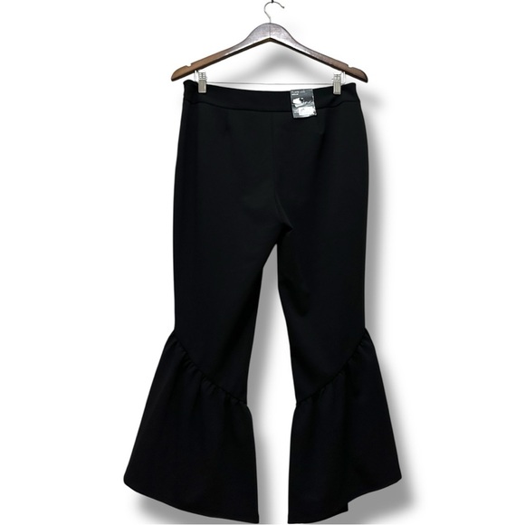 260 INC International Concepts | NWT Black Flare Leg Ruffle Hem Pants (Size 8) - Picture 3 of 14